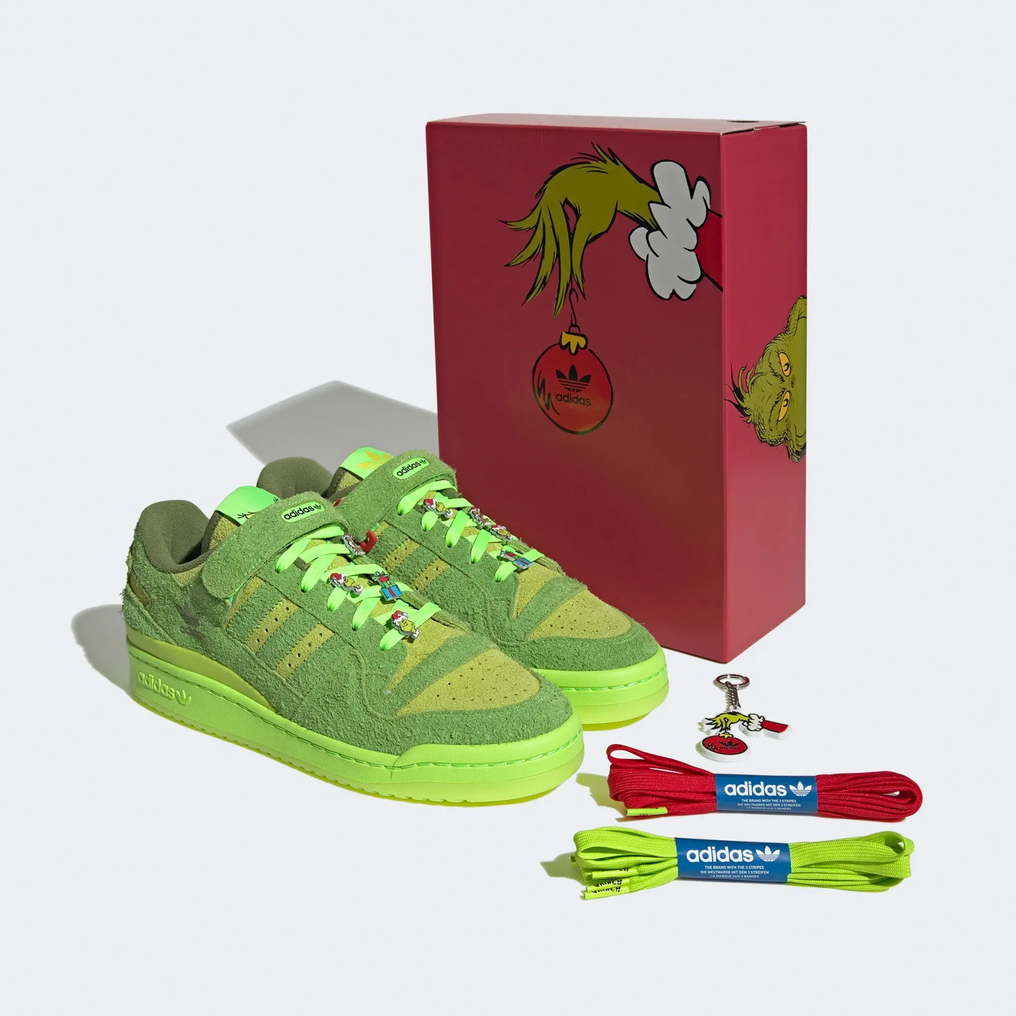 Adidas Forum Low The Grinch Limited Edition Sneakers - Festive Green and Red Holiday Theme