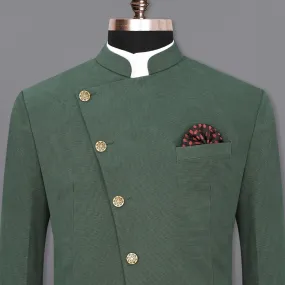 Premium Cotton Green Asparagus Bandhgala Blazer with Cross Placket