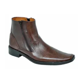 Mens Brown Leather Dress Boots with Dual Zippers by Baronett Noah