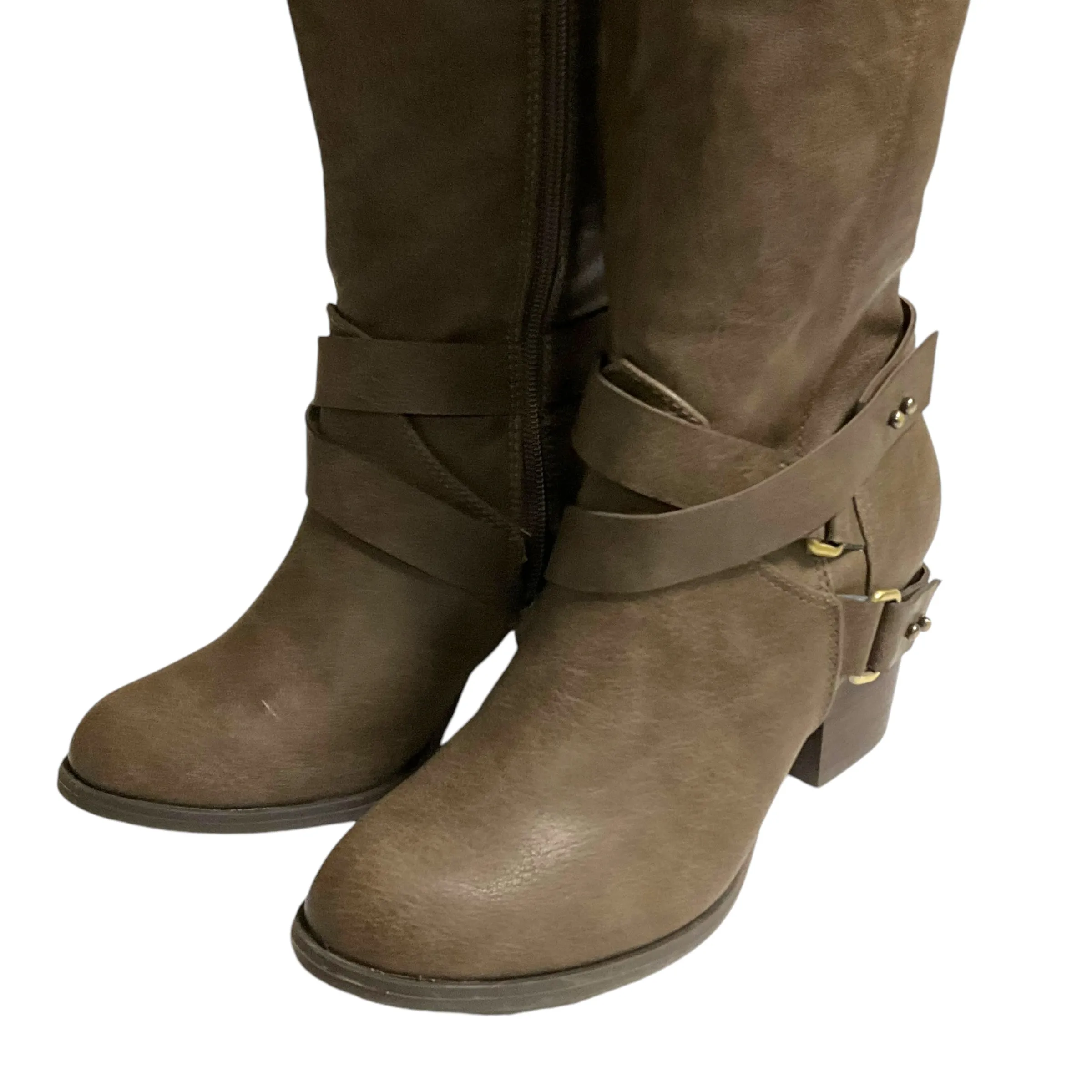 Boots Knee Heels By Fergie In Tan, Size: 6.5