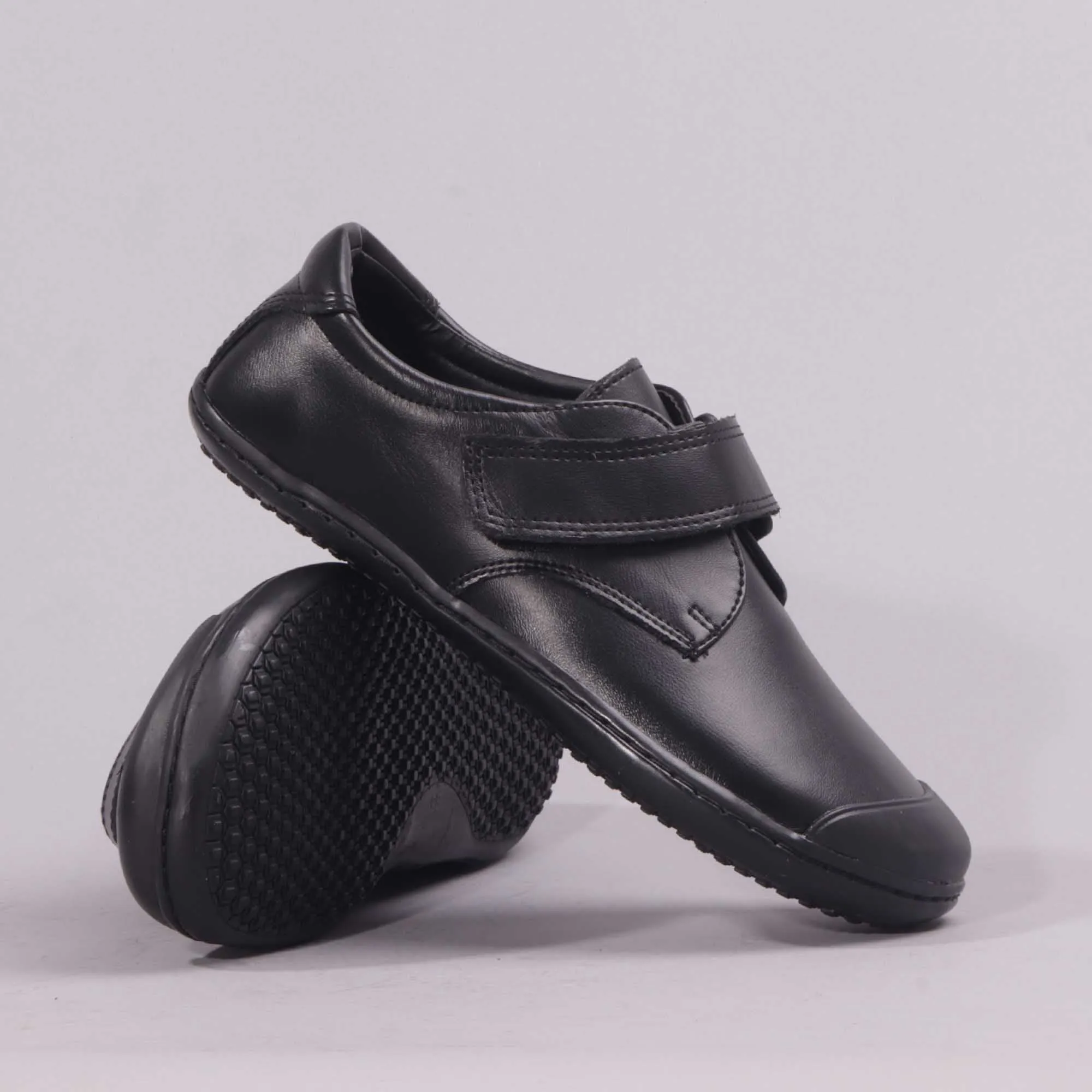 Boys Velcro School Shoe in Black Sizes 34-38 - 7814