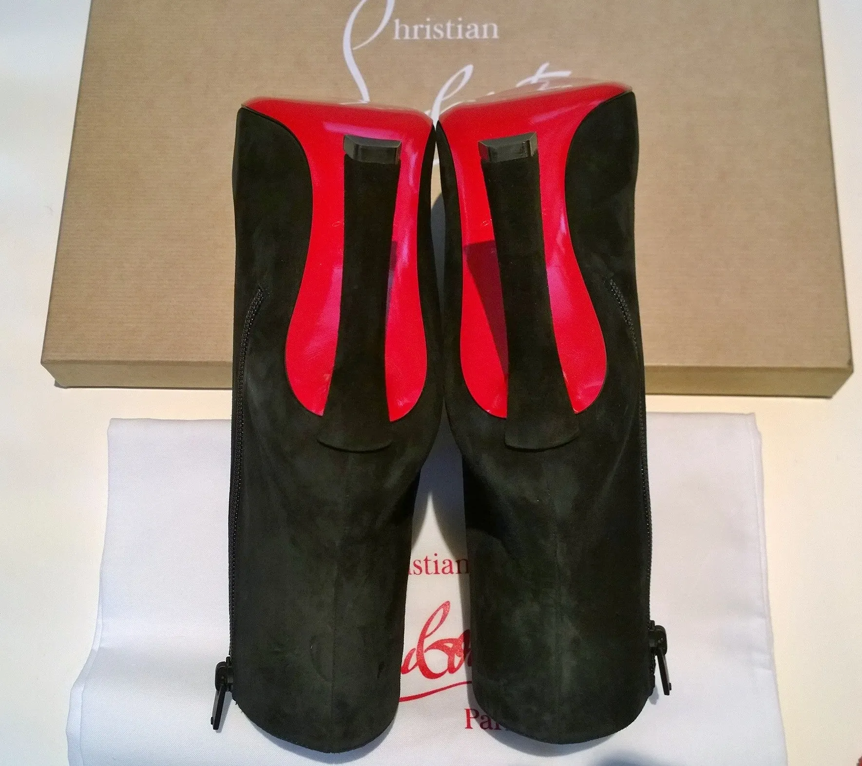 Christian Louboutin Condora 85 Black Suede Heel Boots