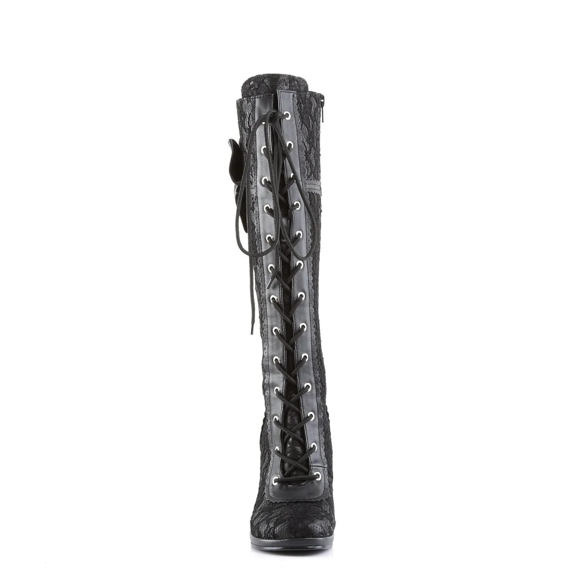 Demonia GLAM-240 | Goth Lolita Lace Overlay Knee High Boots