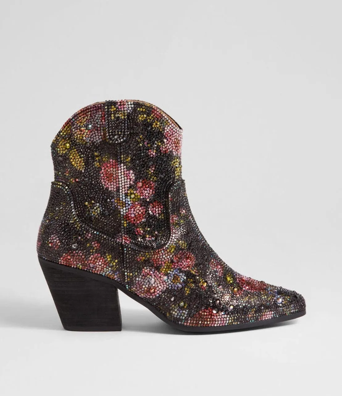 Django & Juliette WAGON Ankle Boot in Black Sequin Floral