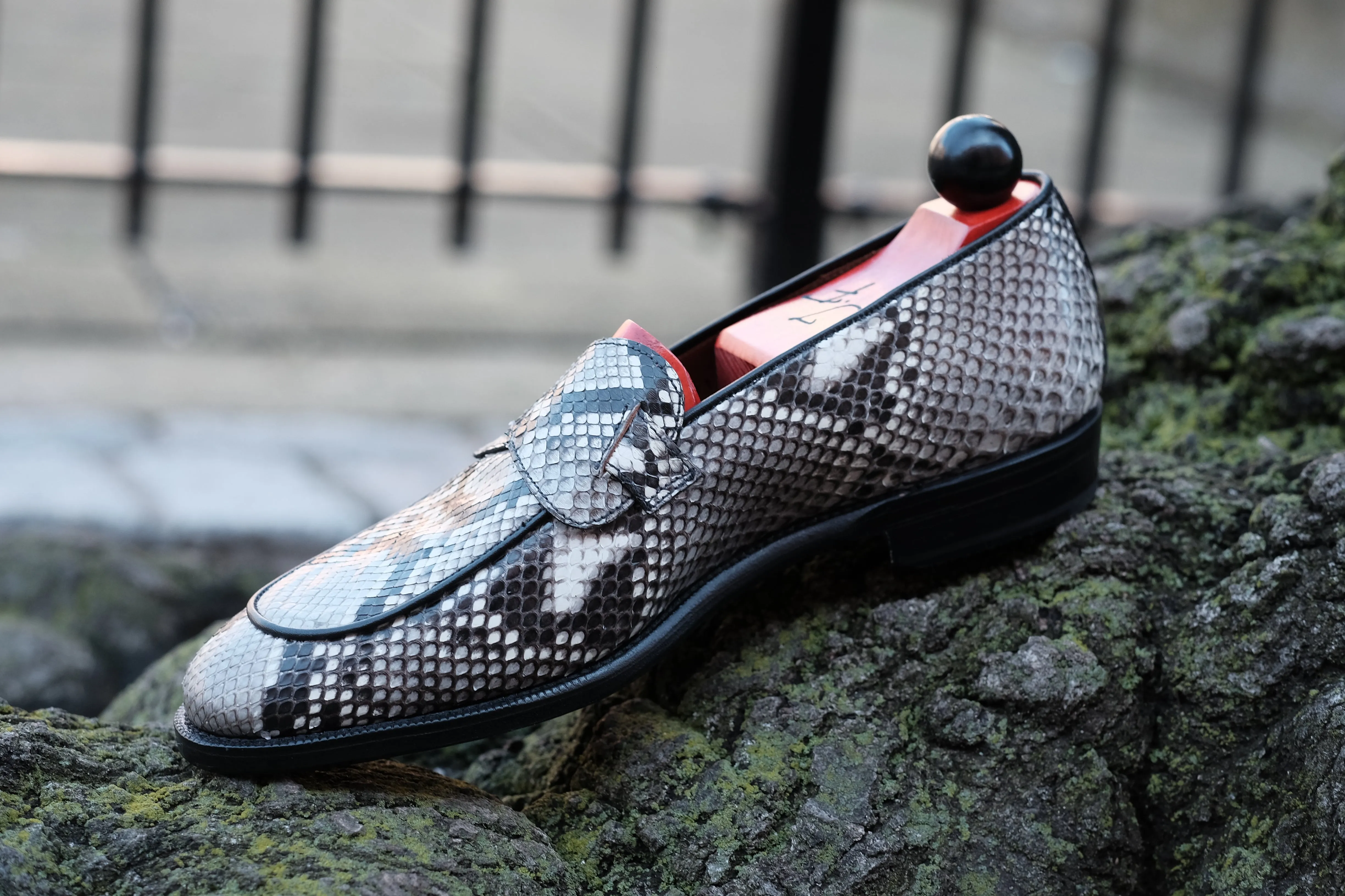 Francois - MTO - TMG Last - Genuine Python / Black Calf - Single Leather Sole