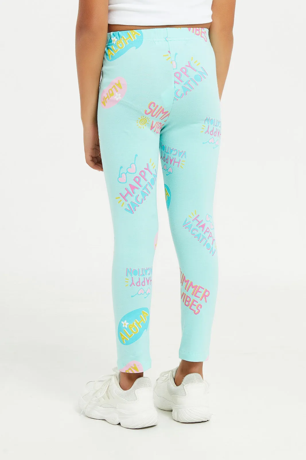 Girls Mint Printed Legging