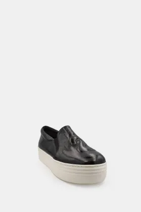 Handmade "23" Leather Platform Sneakers, Black