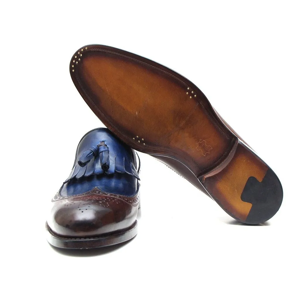 Paul Parkman Kiltie Tassel Loafer Dark Brown & Navy (ID#KT44BN)