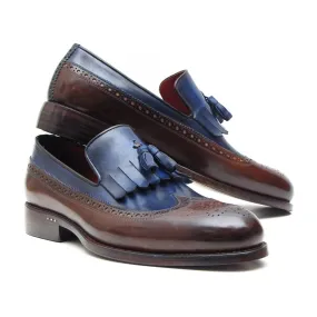 Paul Parkman Kiltie Tassel Loafer Dark Brown & Navy (ID#KT44BN)