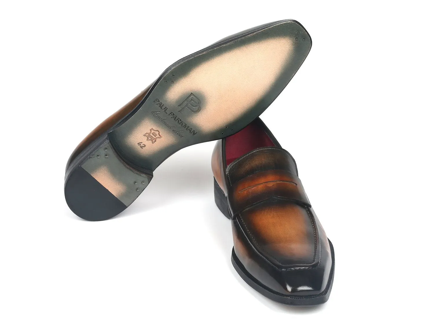 Paul Parkman Olive Brown Penny Loafers