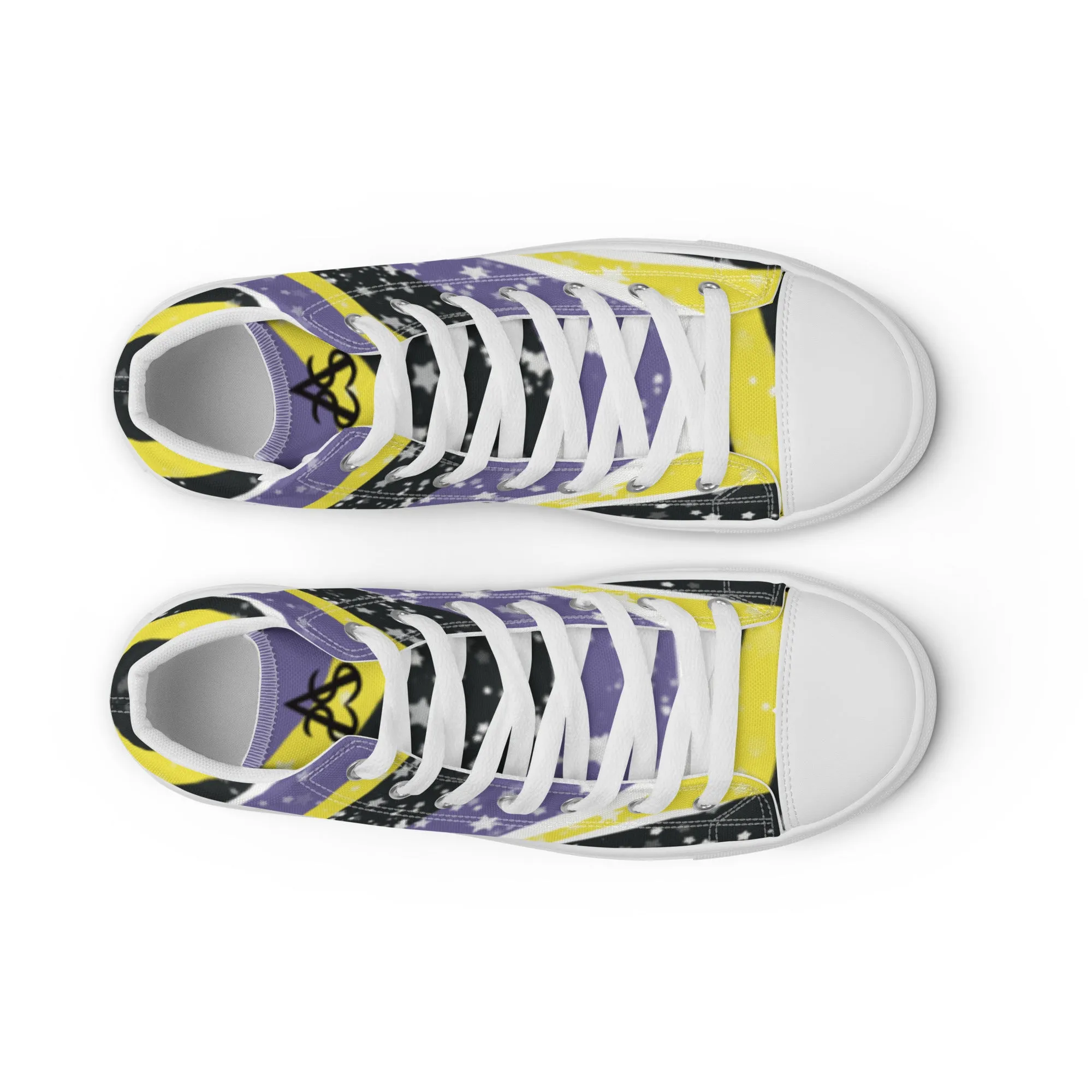 Starry Non-Binary High Top Canvas Shoes (Fem Sizing)