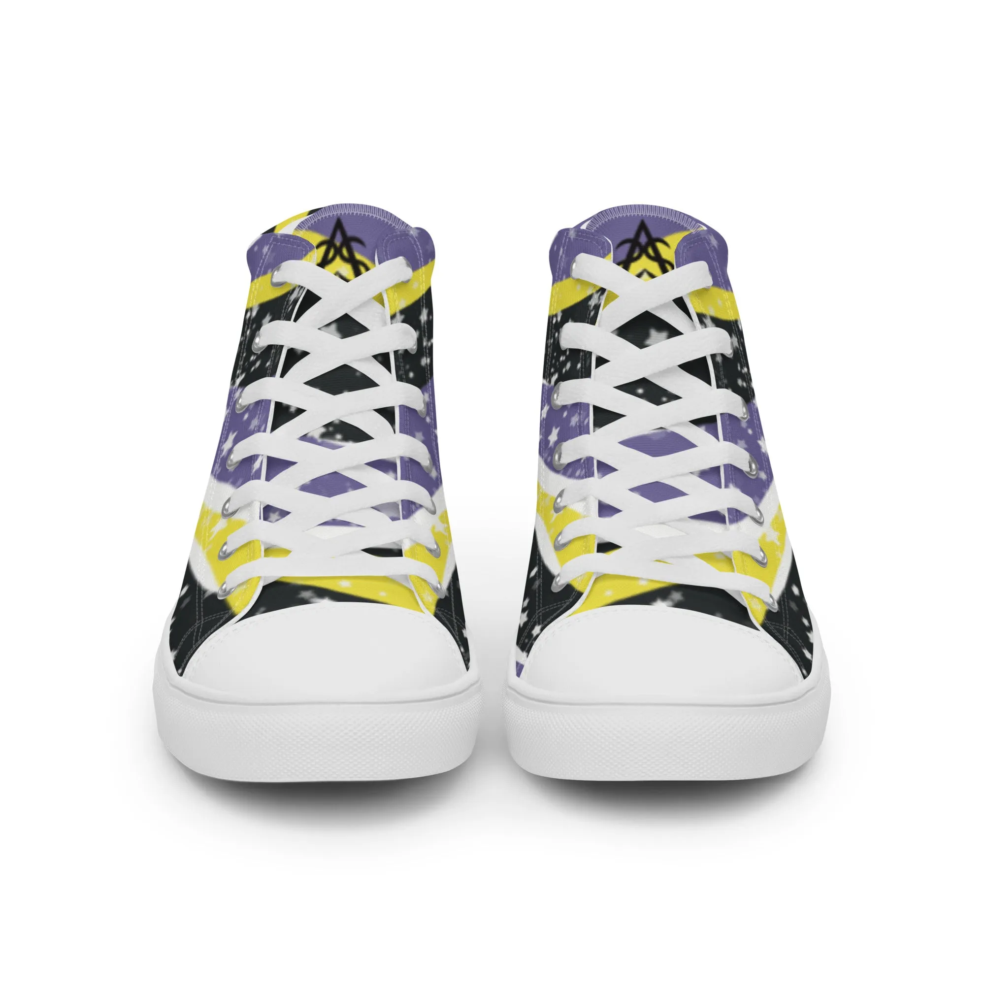 Starry Non-Binary High Top Canvas Shoes (Fem Sizing)