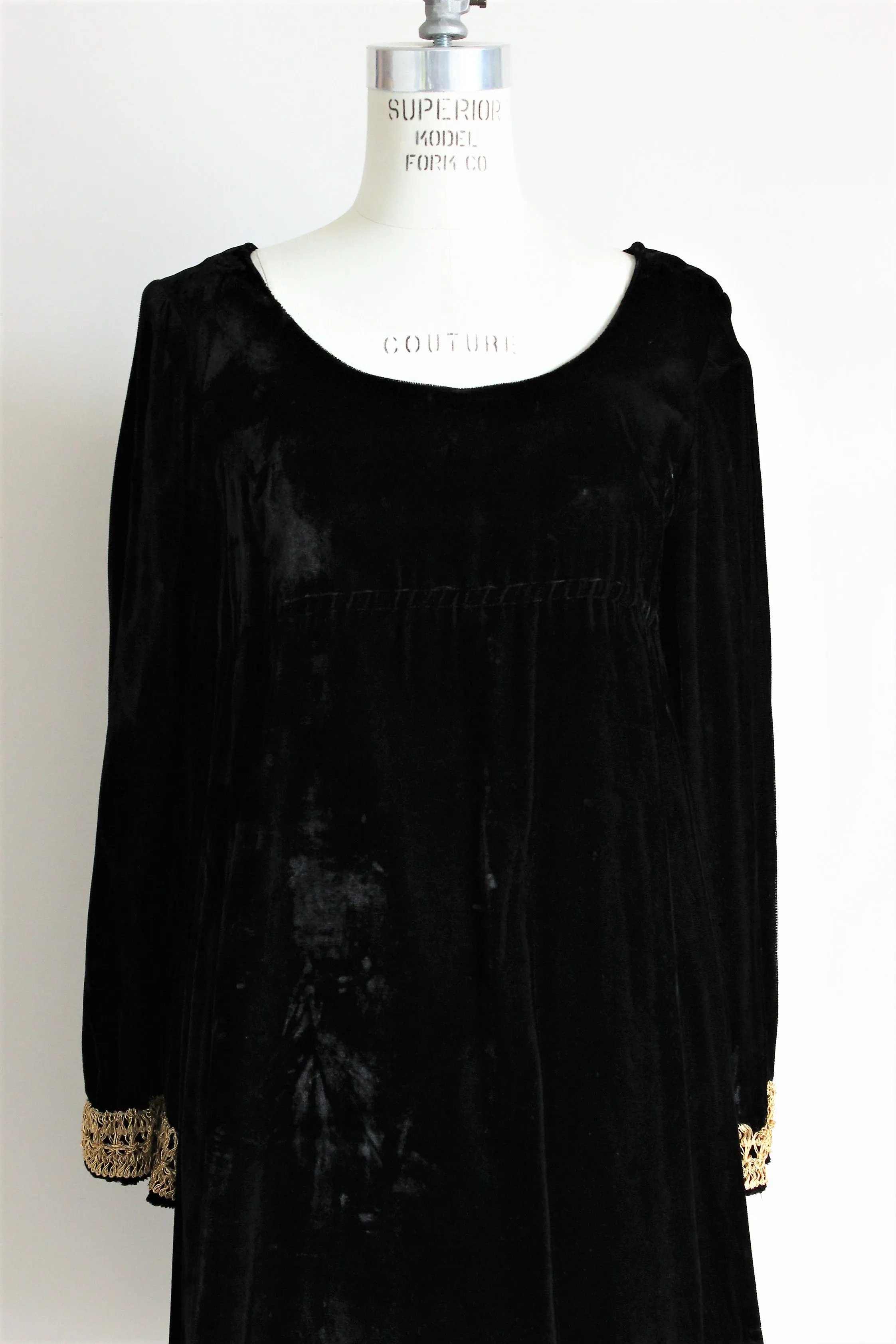 Vintage 1960s Black Velvet Mod Dress