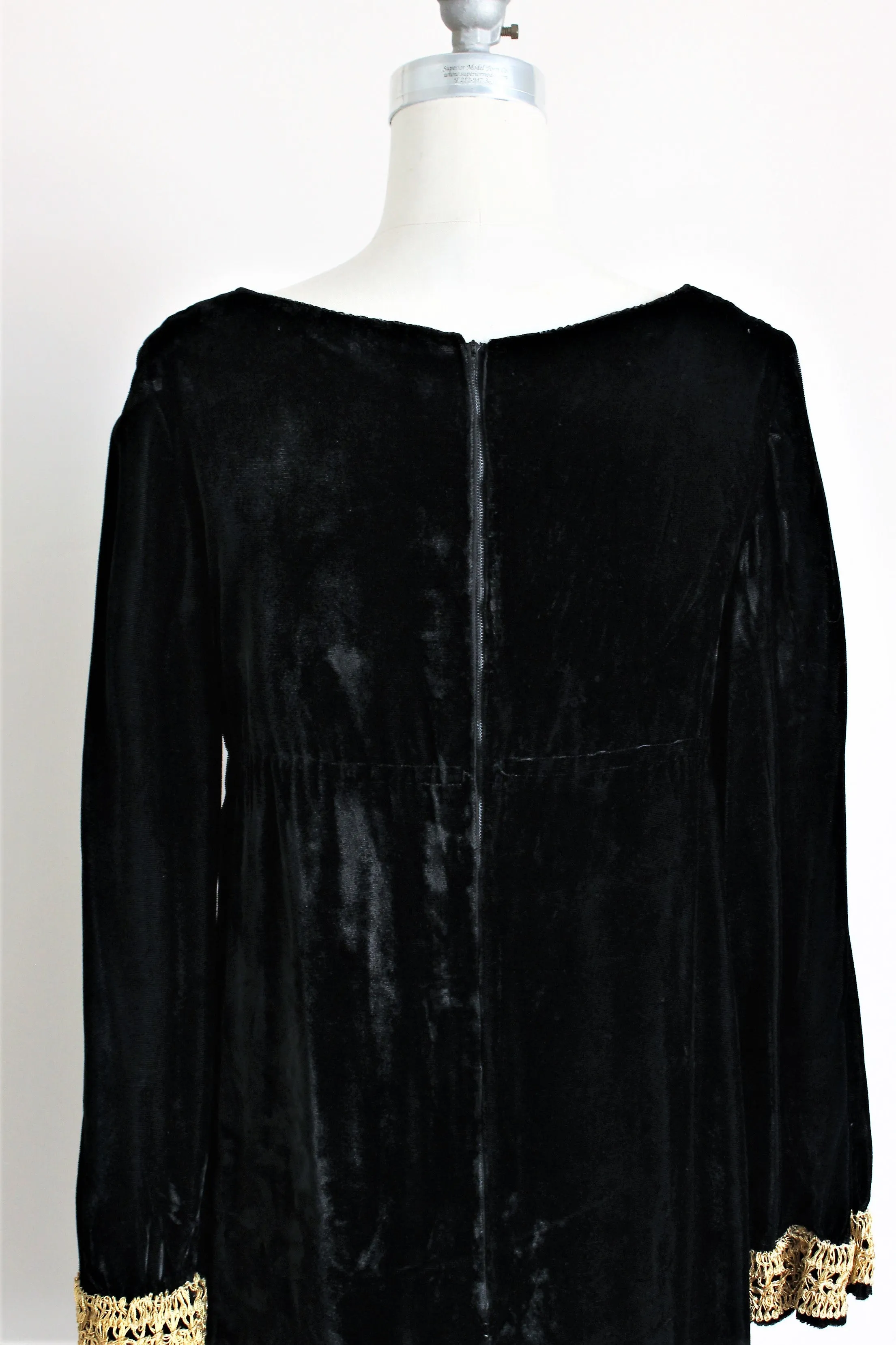 Vintage 1960s Black Velvet Mod Dress