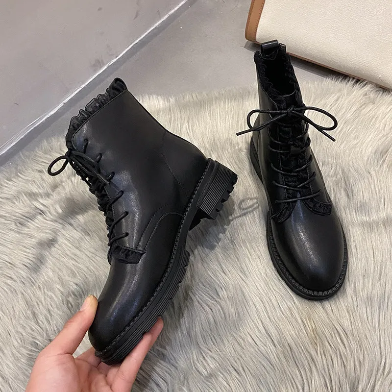 Women's Lace-up Boots Platform Short Martin Boots