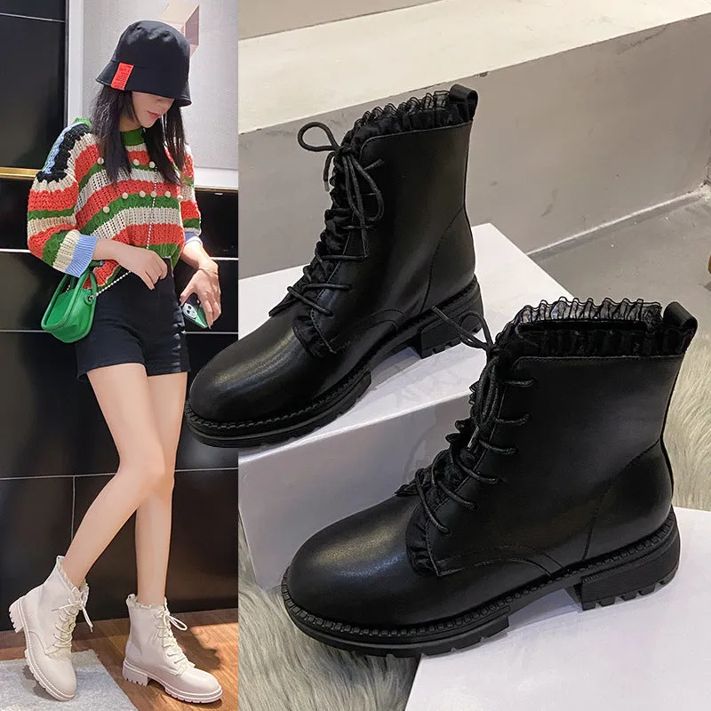 Women's Lace-up Boots Platform Short Martin Boots